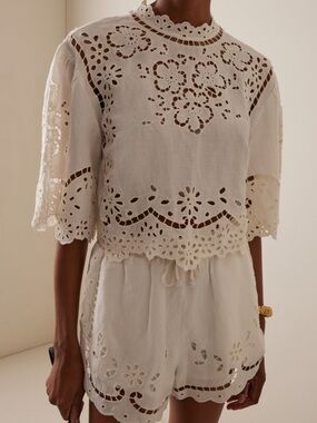 Sea NY Lulu embroidered linen top NWOT!!